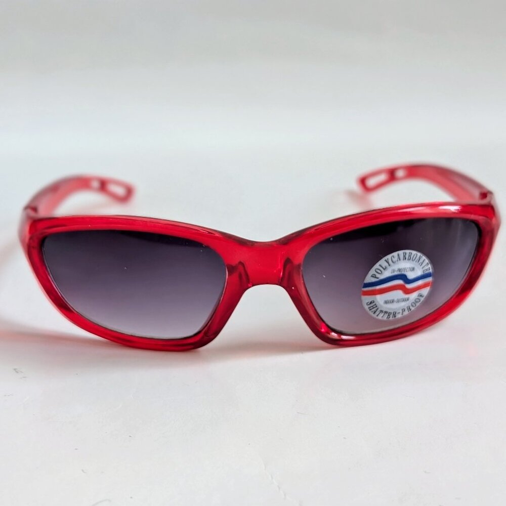 NWT Vintage 90's PC Rectangle Sporty Sunglasses (Crystal Red)